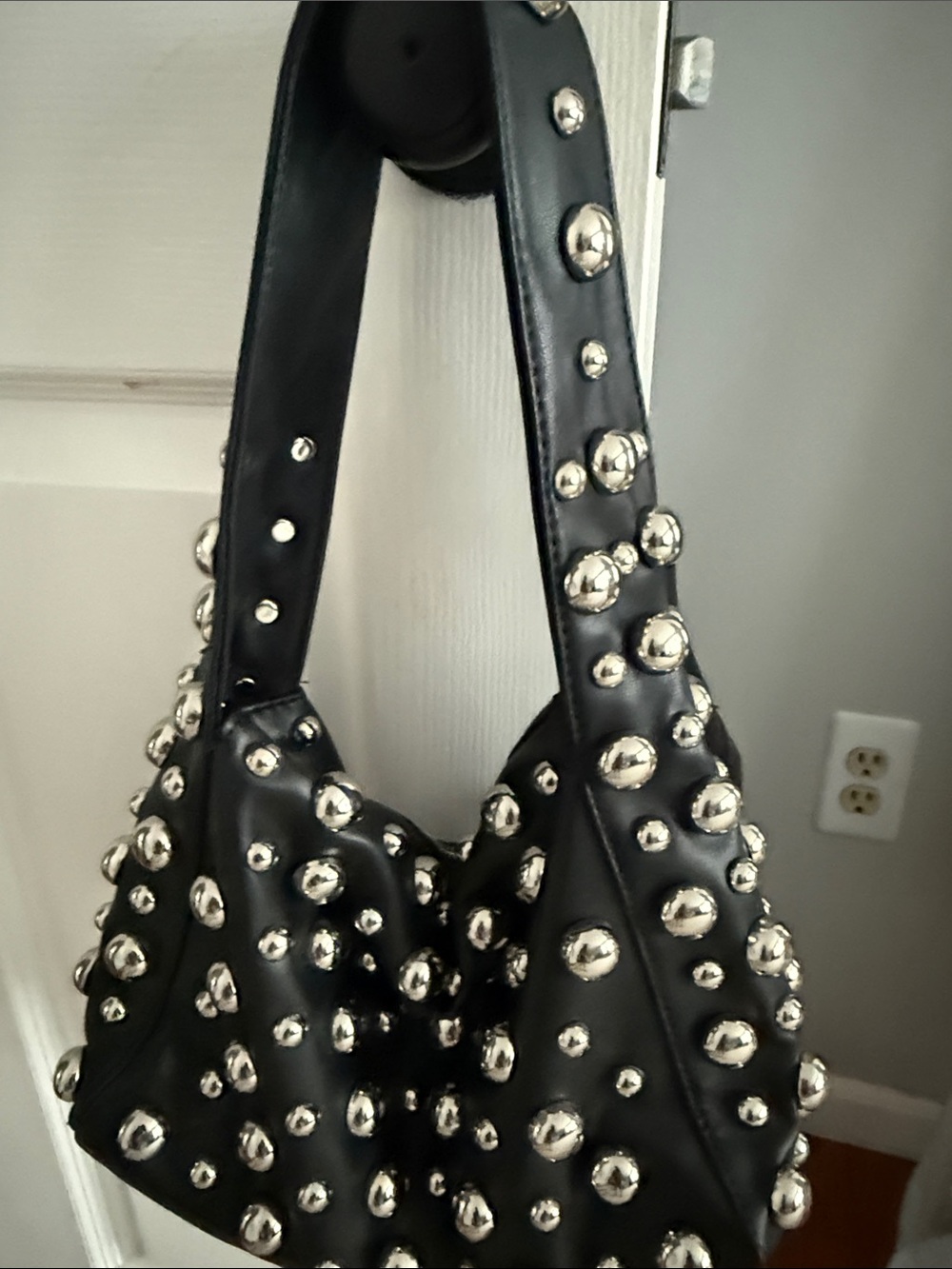 Sold out! Urban outfitters 2026 Black Studded Hobo Bag with Silver Accents